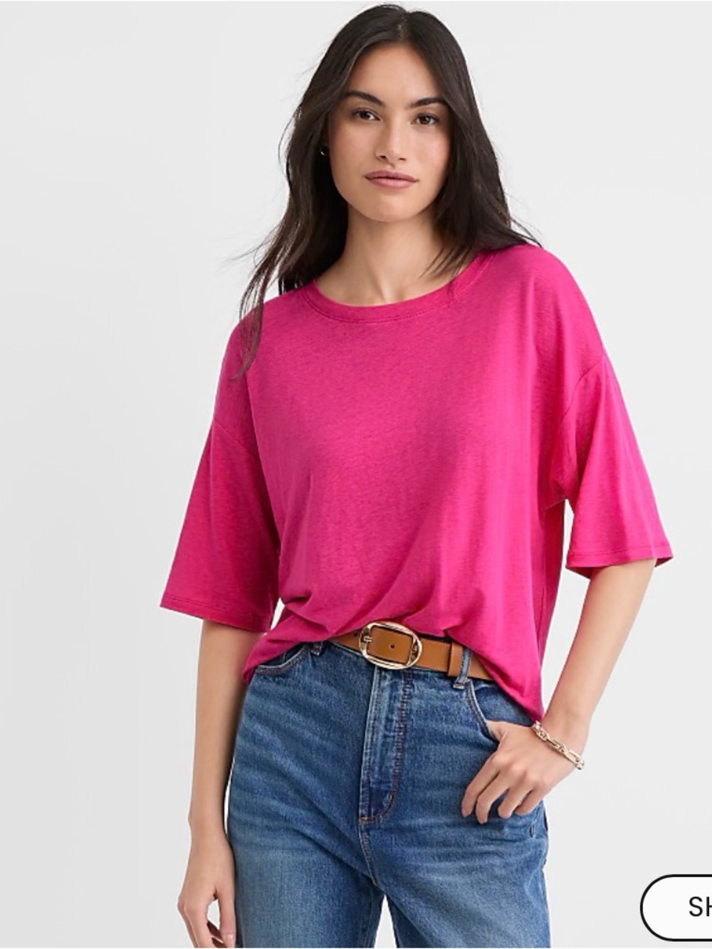 LOFT Linen Blend Modern Tee